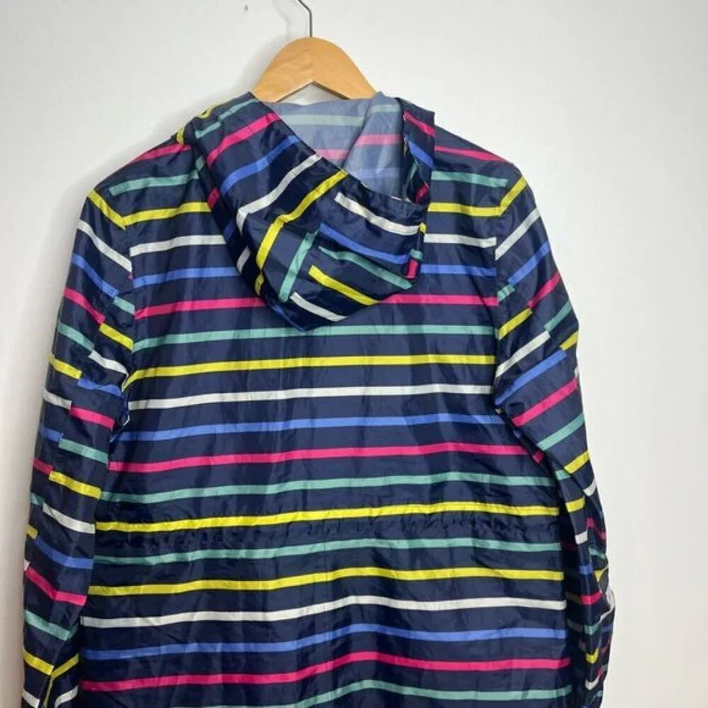 3/$80 🌈— Joules Navy Multi-Stripe Hooded Raincoat - Picture 6 of 14